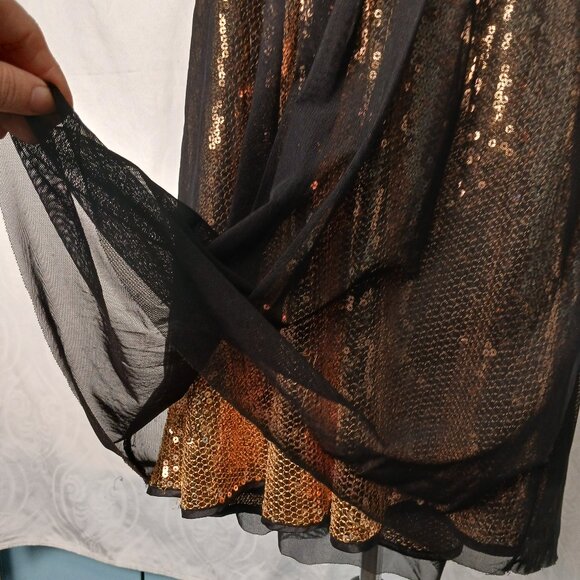 Gold & Black Halter Party Dress with bow at back - Picture 3 of 6